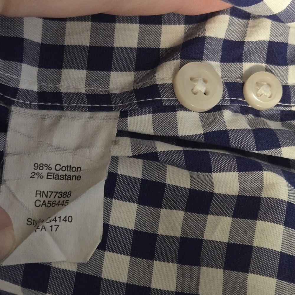 J. Crew Blue and White Checkered Thompson Stretch Men's Large Button Down Shirt - Picture 12 of 15